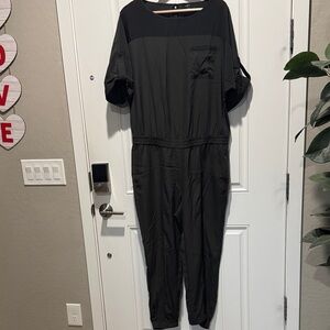 LOFT Charcoal Jumpsuit with Rolled Sleeves